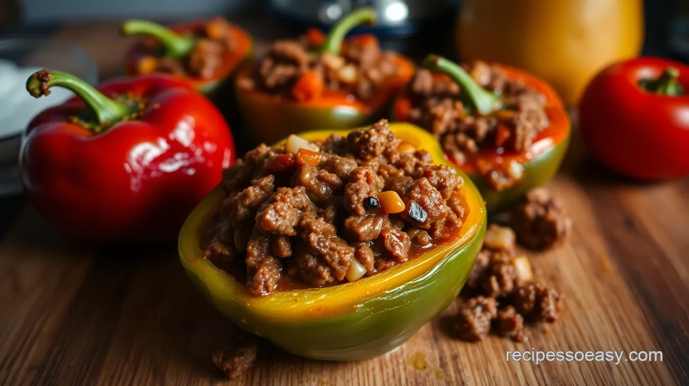 BBQ Beef Stuffed Peppers with Sweet Barbecue Sauce