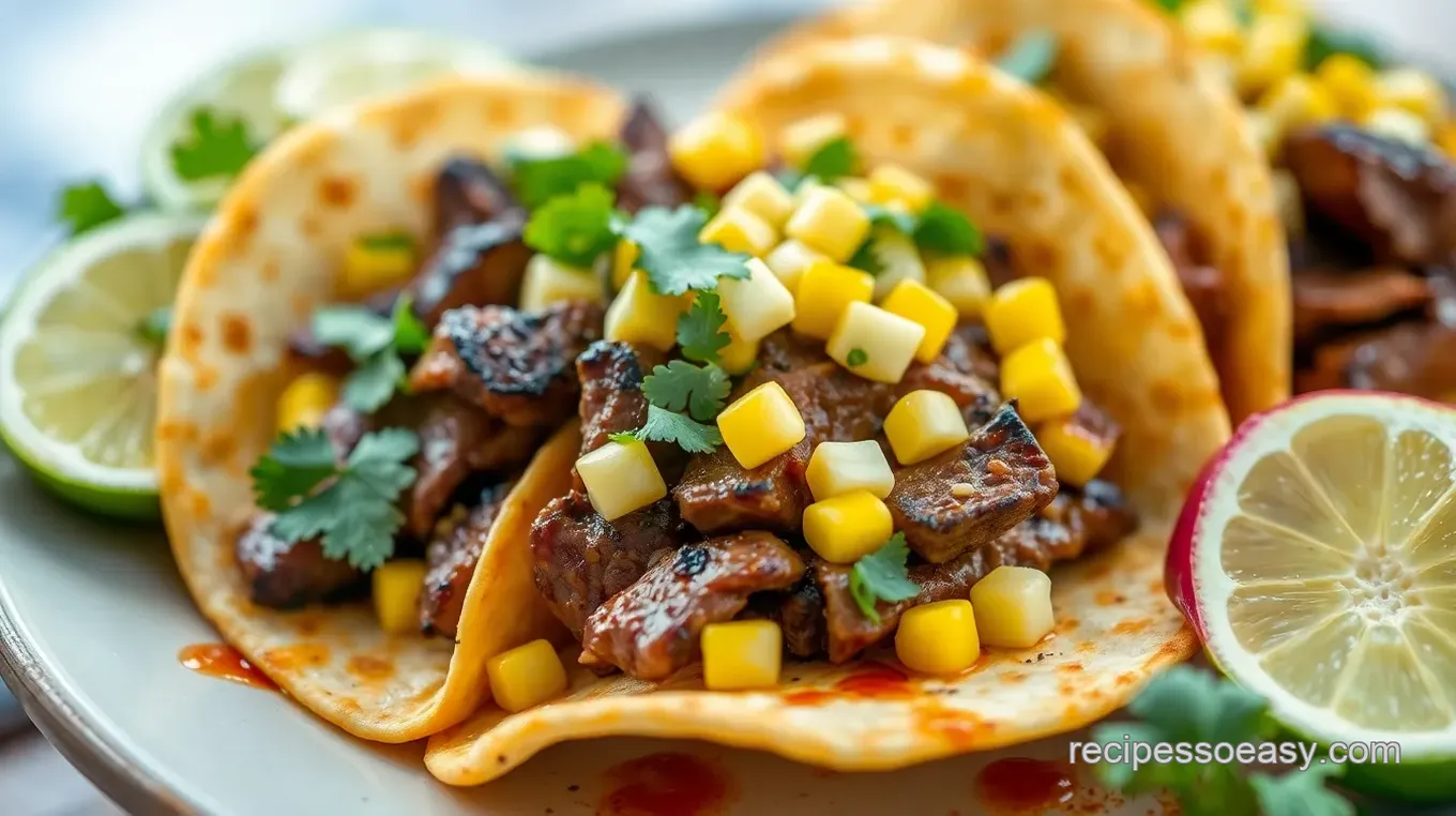 Sweet Teriyaki Steak Tacos with Corn Salsa