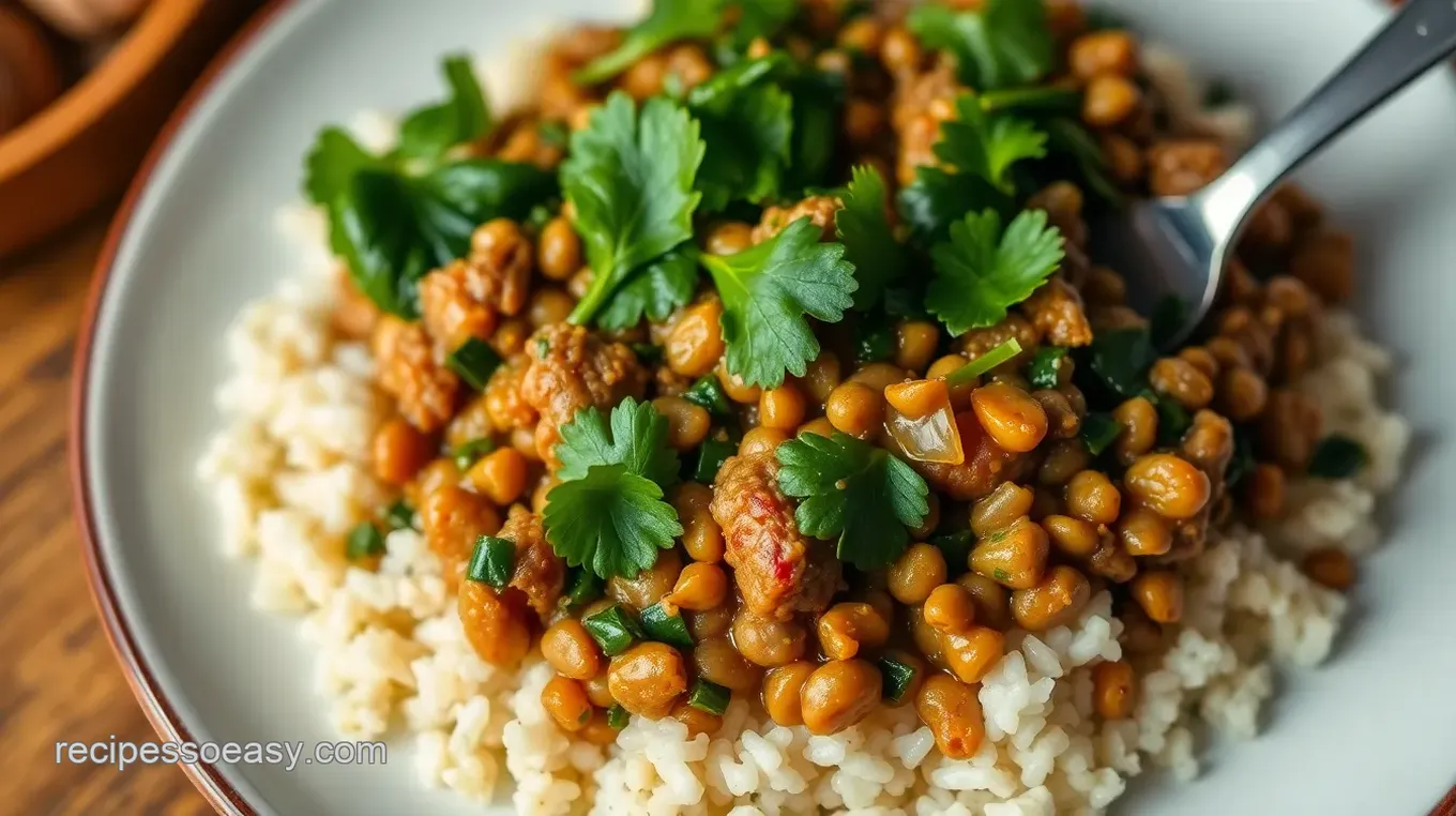 Lebanese Lamb with Lentils, Rice & Spinach