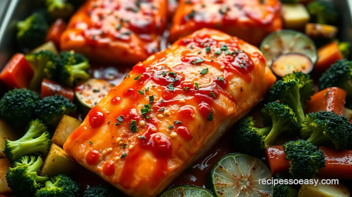 Sweet Chili Sheet Pan Salmon with Colorful Veggies