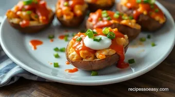 Bake Buffalo Chicken Stuffed Potatoes recipe card