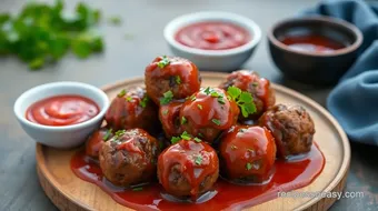 Bake Maple BBQ Meatballs with Sweet Sauce