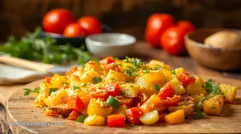 Bake Cheesy Potatoes with Colorful Veggies