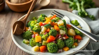 Mixing Colorful Broccoli Salad Delight