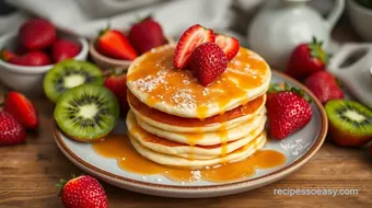 Cook Pancakes with Fresh Kiwi & Strawberries