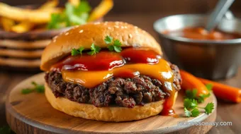 Grilled Ground Beef Burger with Unique Sauce