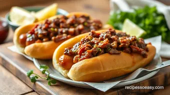 Grilled Hot Dogs with BBQ Beef Topping