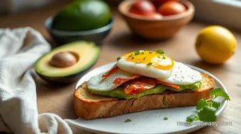 Toast Bacon & Egg Delightful Avocado (15 min)