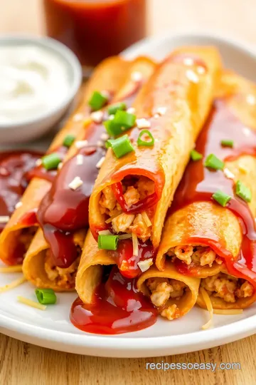 BBQ Chicken Taquitos with Honey Chipotle Sauce presentation