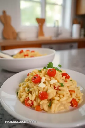 Easy Boursin Orzo Bake steps