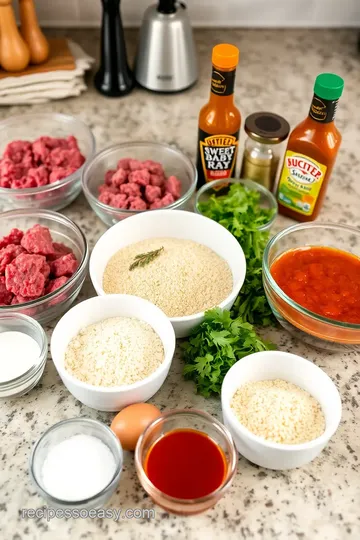 Spicy Garlic Buffalo Meatballs with Garlic Parmesan Sauce & Marinade ingredients