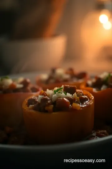 BBQ Beef Stuffed Peppers with Sweet Barbecue Sauce presentation