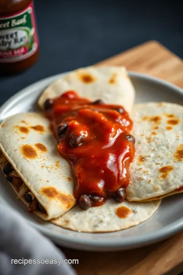 BBQ Black Bean Quesadillas with Original Barbecue Sauce presentation