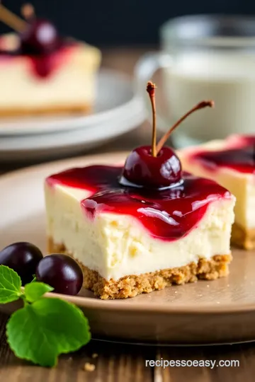 Cherry Compote Swirl Cheesecake Bars presentation