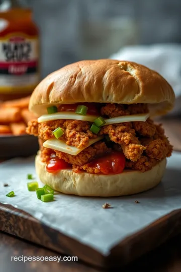 Crispy Fried Chicken Sandwich with Ray s Secret Sauce presentation