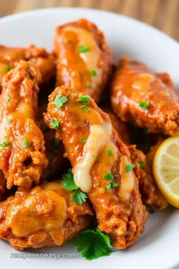 Spicy Garlic Wings with Garlic Parmesan Sauce presentation