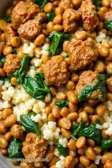 Lebanese Lamb with Lentils Rice & Spinach presentation