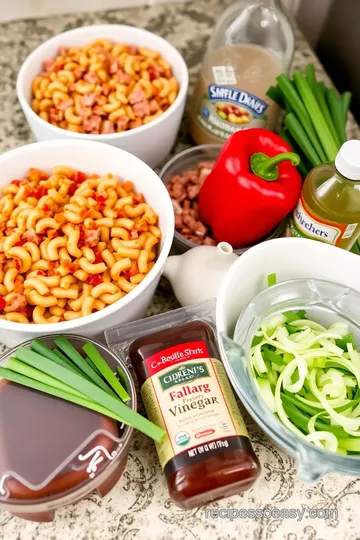 BBQ Kielbasa Pasta Salad with Sweet Golden Mustard Barbecue Sauce ingredients