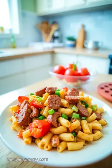 BBQ Kielbasa Pasta Salad with Sweet Golden Mustard Barbecue Sauce steps