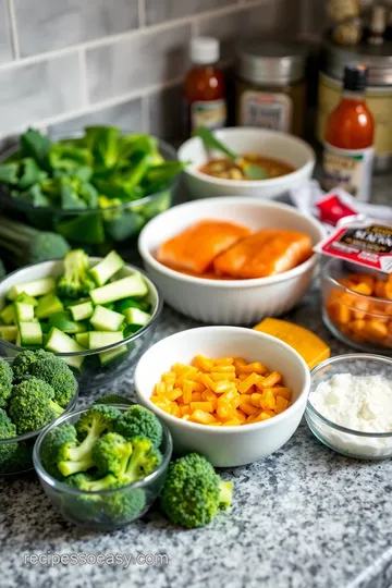 Sweet Chili Sheet Pan Salmon with Colorful Veggies ingredients