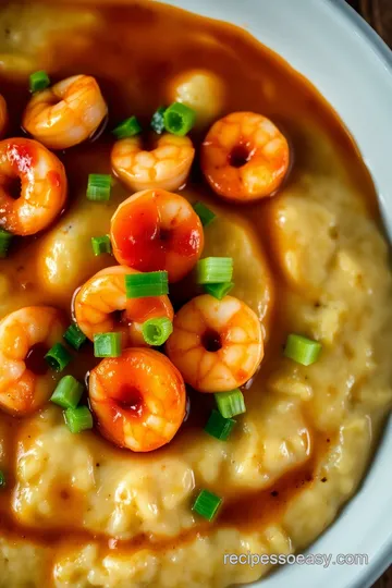 Sweet n Spicy Shrimp n Grits presentation