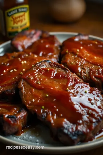 Thick-Cut Barbecue Rib-Eye with Sweet Vidalia Onion Sauce presentation