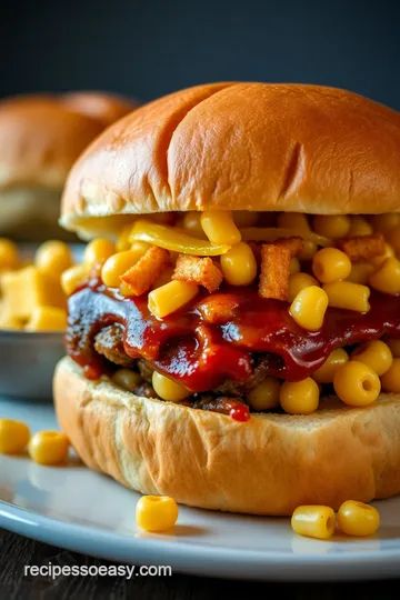 Ultimate BBQ Mac and Cheese Burger presentation