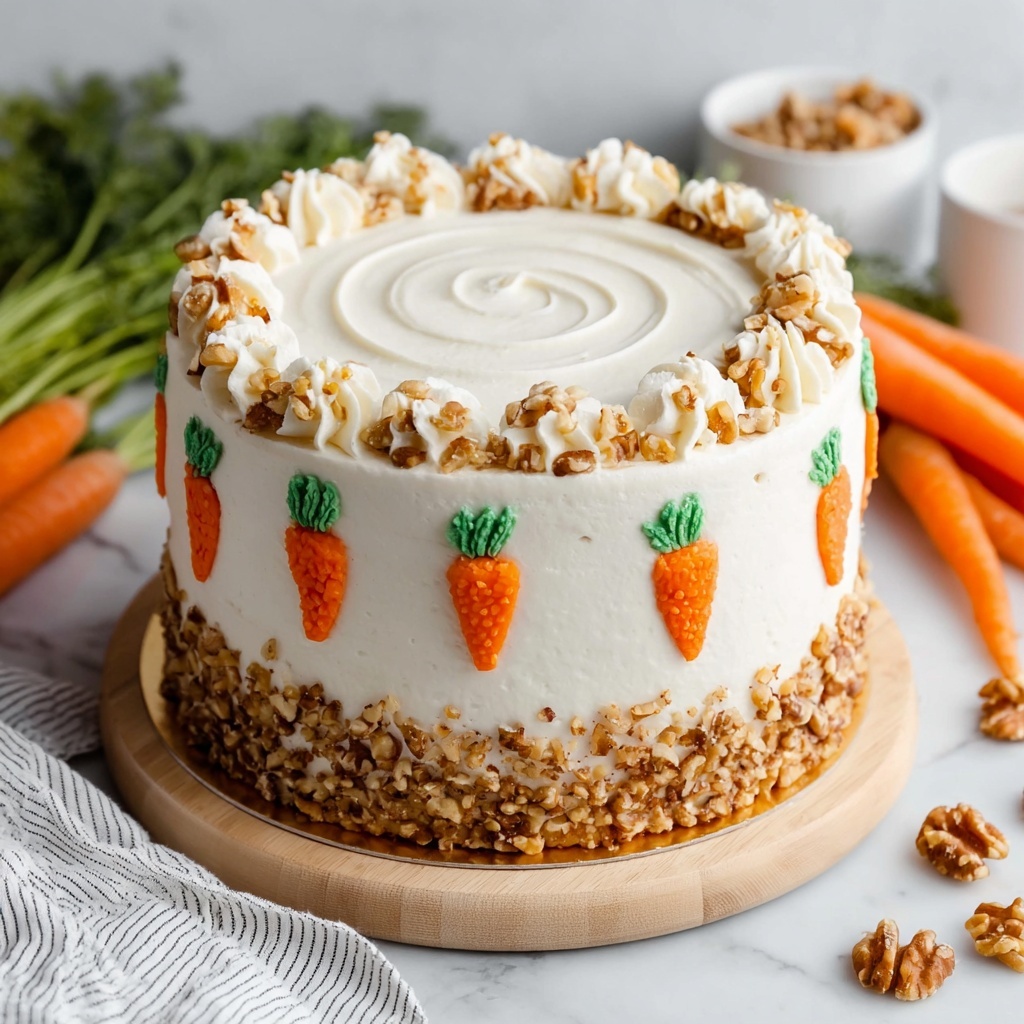 Vegan Carrot Cake with Swiss Meringue Buttercream and Candied Walnuts Recipe - Recipe Image