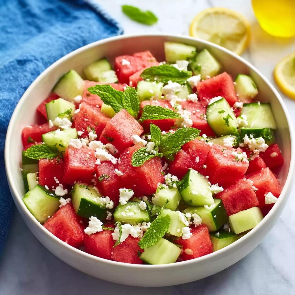 Watermelon Feta Salad with Fresh Herbs and Honey Lime Dressing Recipe - Recipe Image