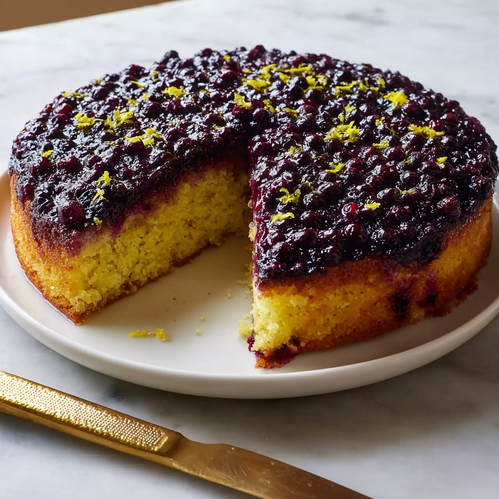 Blueberry Upside Down Cake with Lemon-Ginger Glaze Recipe - Recipe Image