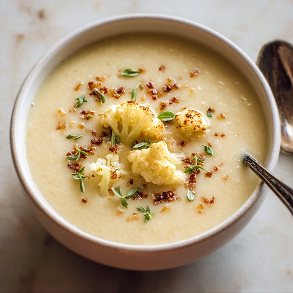 Roasted Garlic Cheddar Cauliflower Soup Recipe - Recipe Image