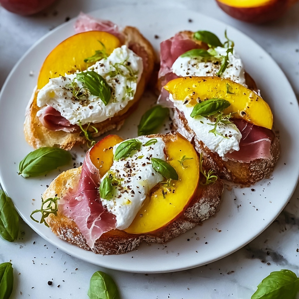 Burrata Crostini with Prosciutto and Peaches Recipe - Recipe Image