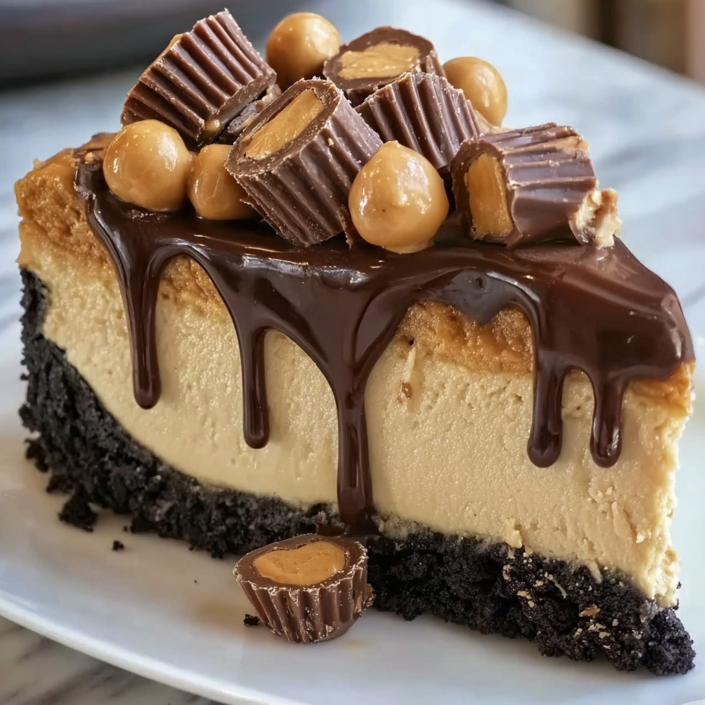 Mouth-Watering Reese's Peanut Butter Cup Cheesecake Recipe - Recipe Image