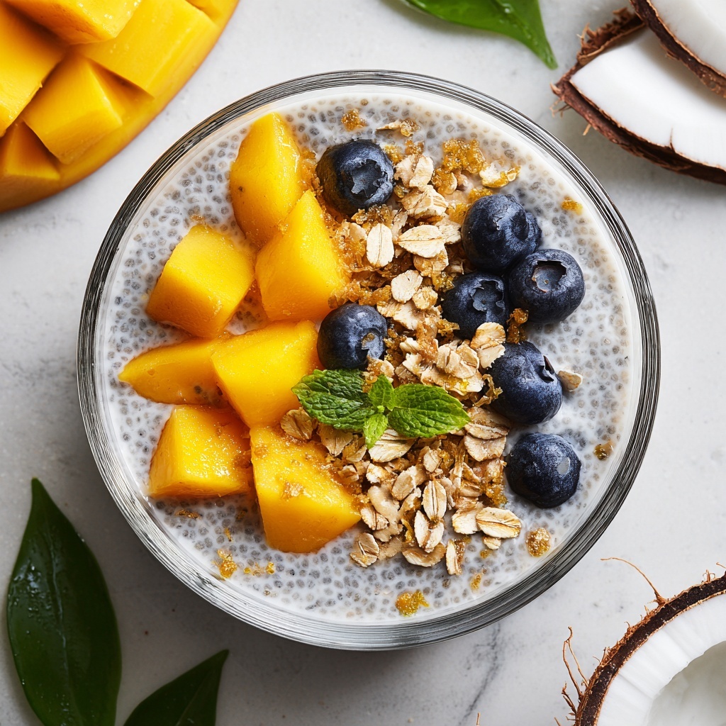 Coconut Chia Seed Pudding with Tropical Fruit Recipe - Recipe Image