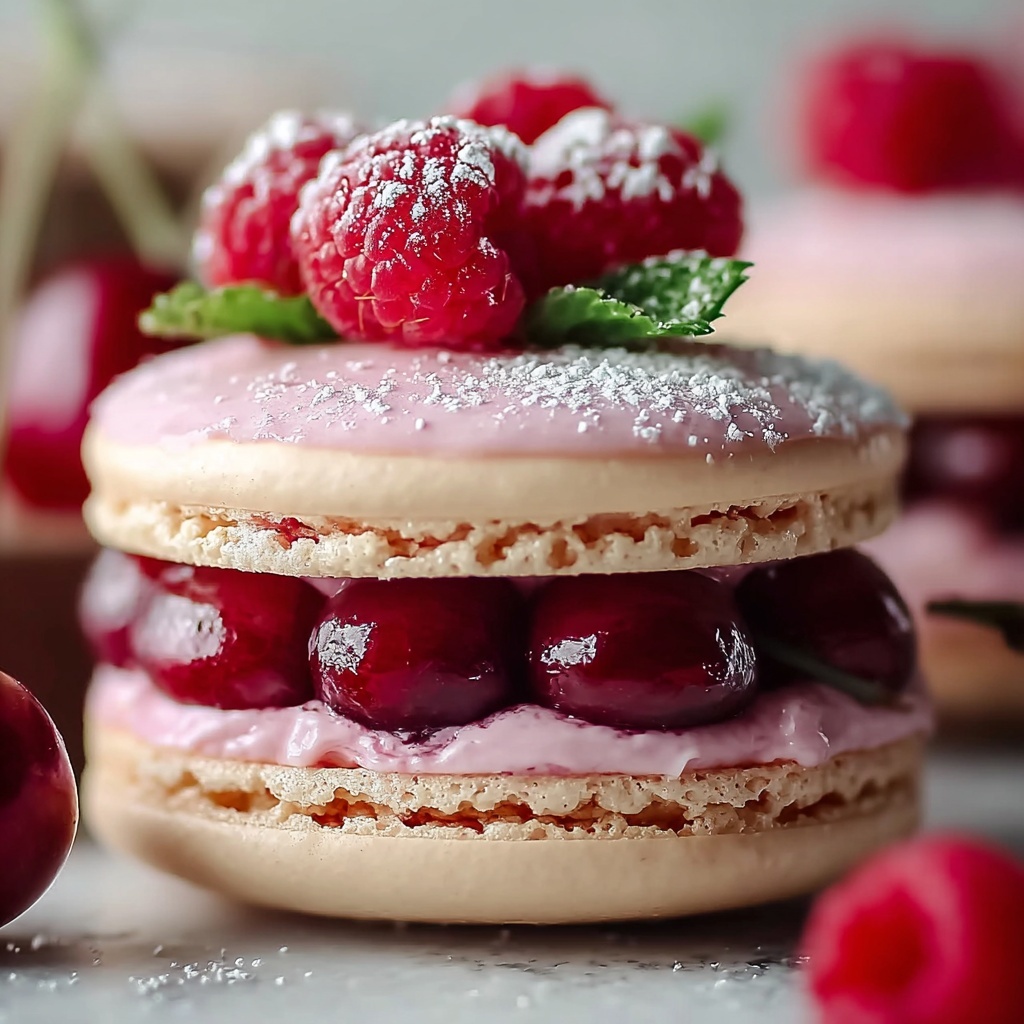 Ispahan-Inspired Macaron Cake with Fresh Lychees & Raspberries Recipe - Recipe Image