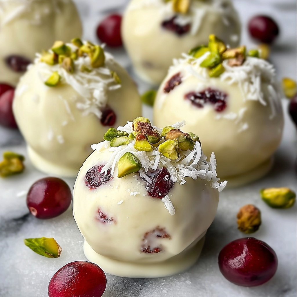 Cranberry Pistachio White Chocolate Truffles Recipe - Recipe Image