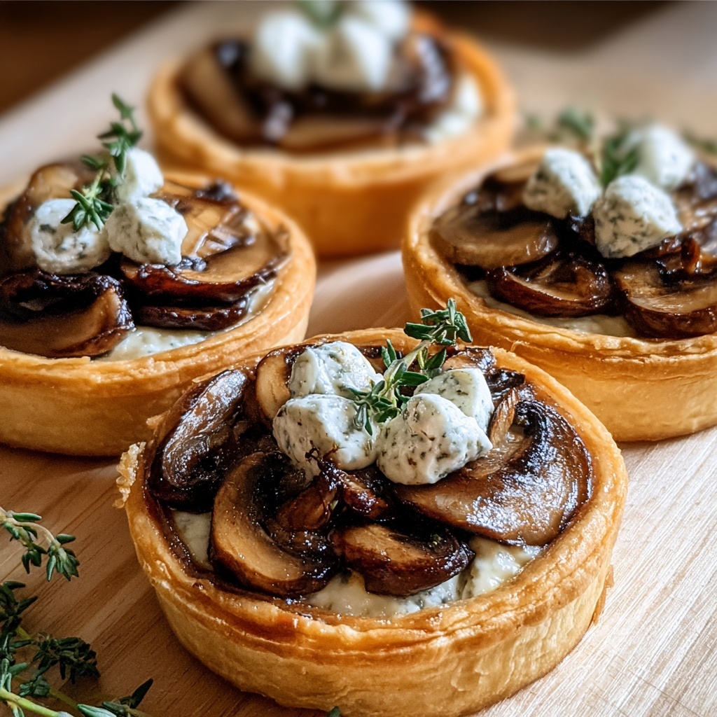 Mushroom Shallot and Herbed Goat Cheese Tarts Recipe - Recipe Image