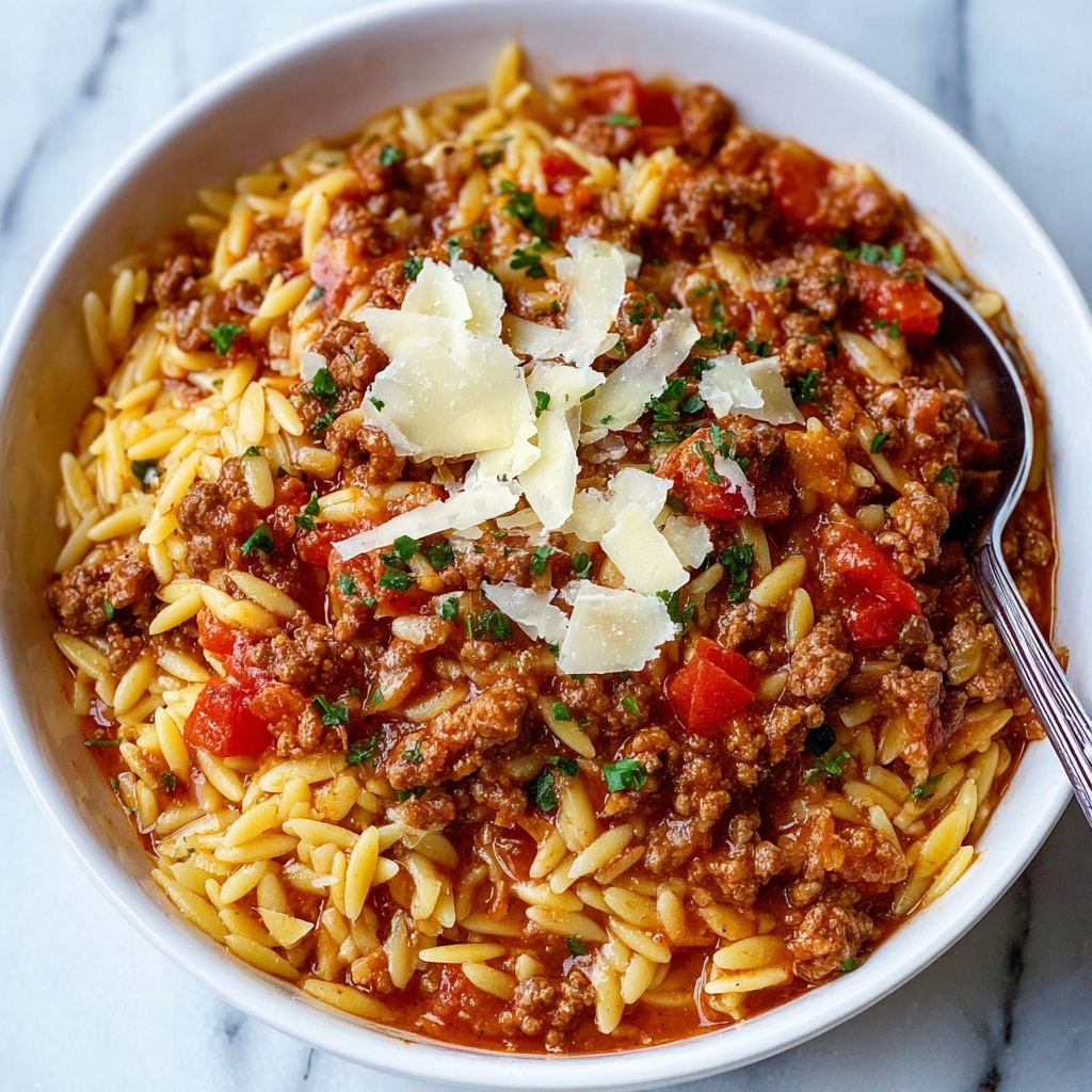 Manestra: Greek-Style Orzo with Ground Beef Recipe - Recipe Image