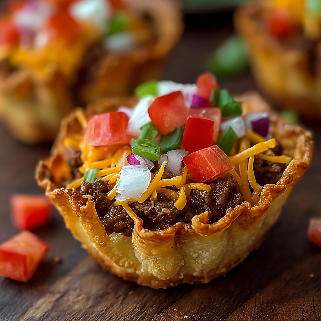 Mini Taco Cupcakes with Zesty Ground Beef and Cheese Recipe - Recipe Image