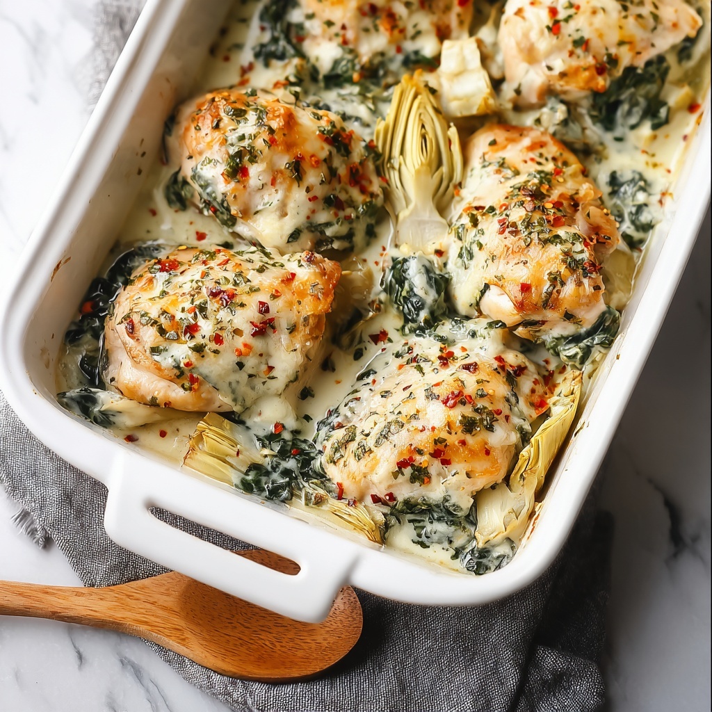 Healthy Spinach Artichoke Chicken Bake Recipe - Recipe Image