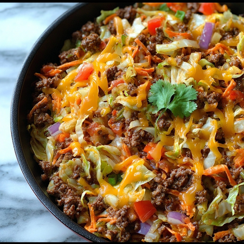 Ground Beef Taco Cabbage Skillet Recipe - Recipe Image