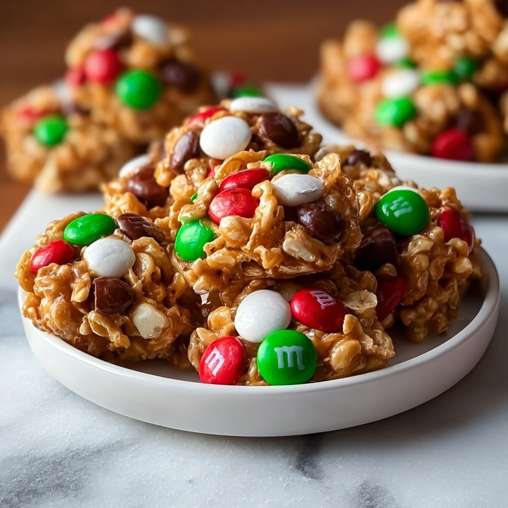 Christmas M&M Peanut Butter Clusters Recipe - Recipe Image
