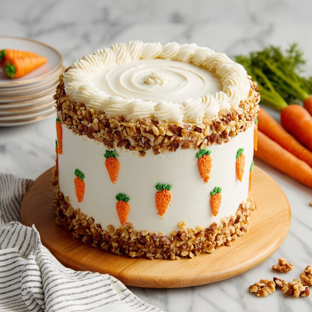 Vegan Carrot Cake with Swiss Meringue Buttercream and Candied Walnuts Recipe - Recipe Image