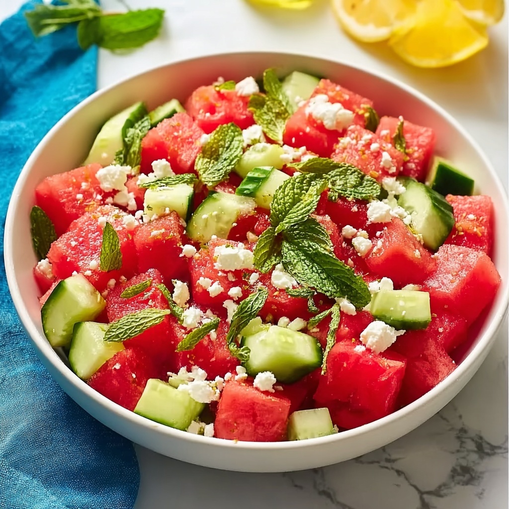 Watermelon Feta Salad with Fresh Herbs and Honey Lime Dressing Recipe - Recipe Image