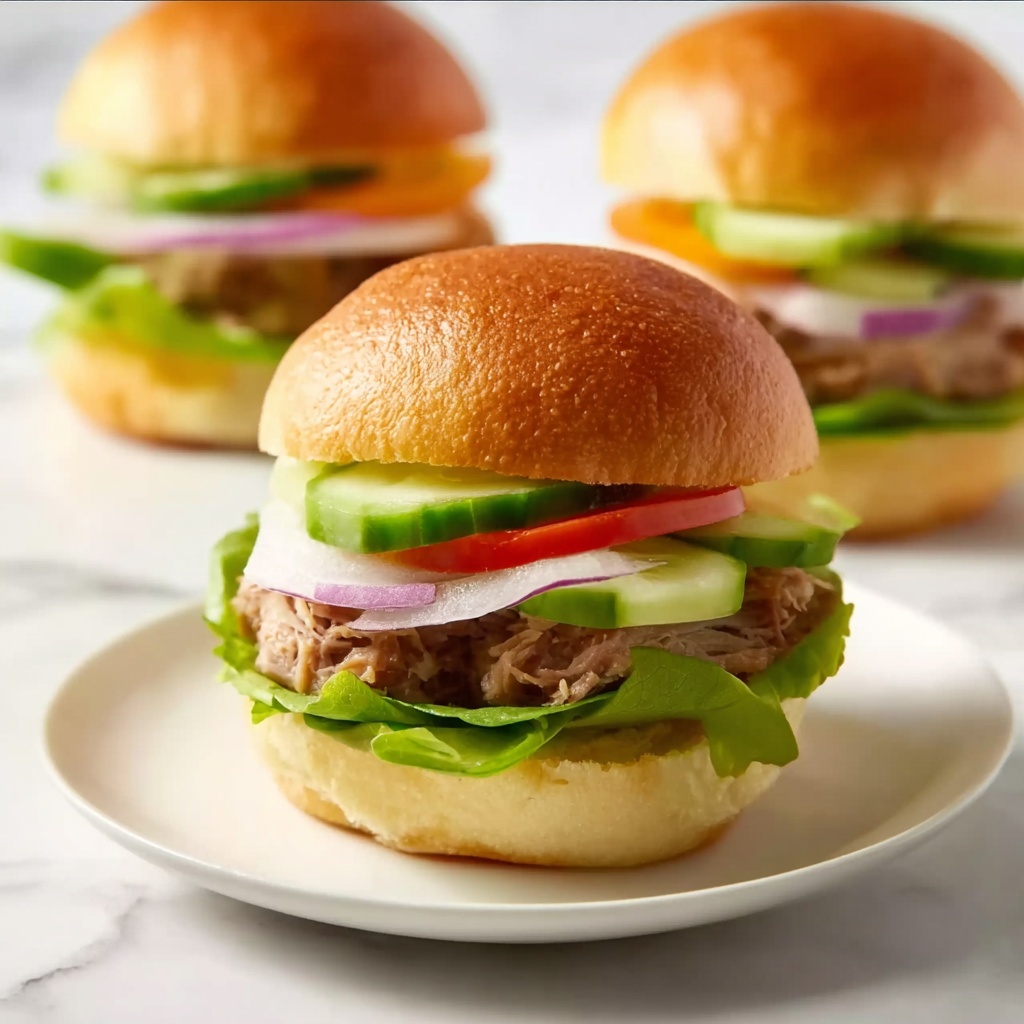 Tuna Salad Sliders with Pepper Jack and Fresh Veggies Recipe - Recipe Image