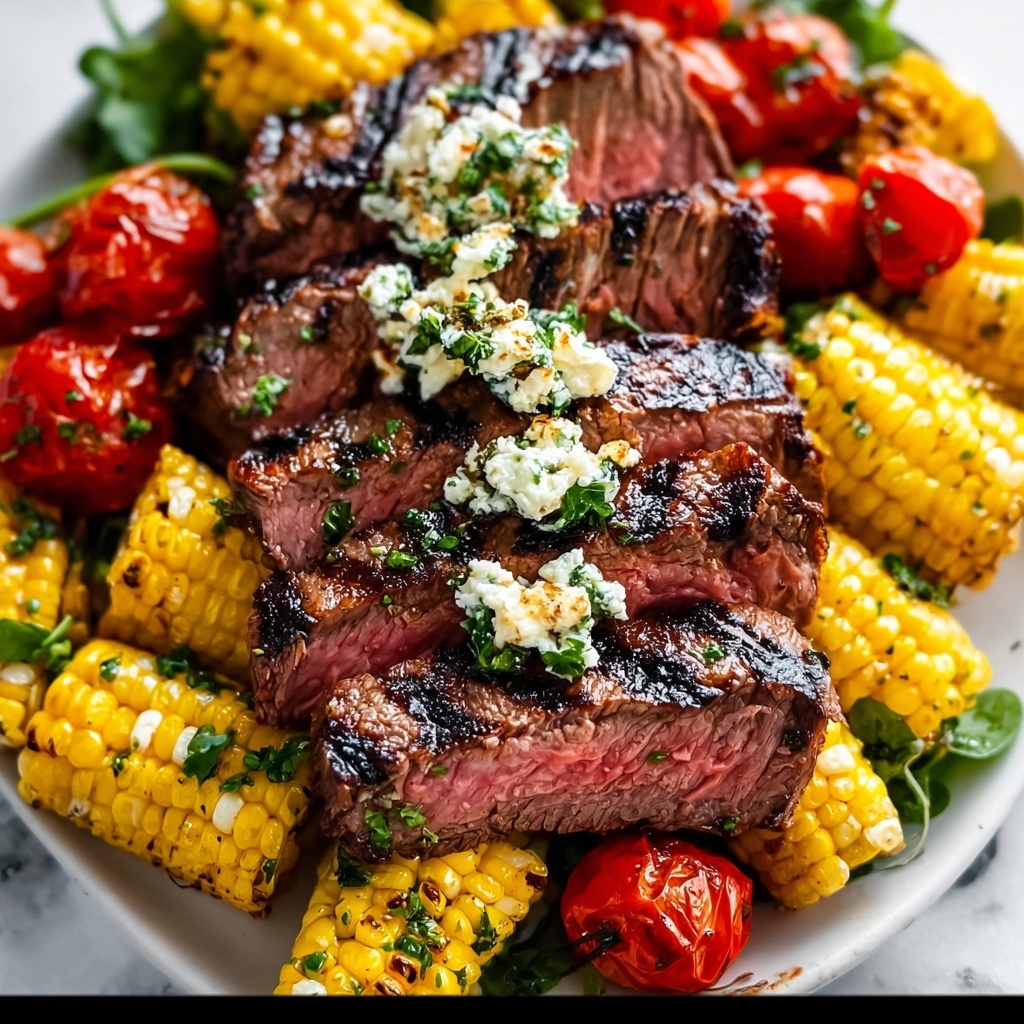 Balsamic Steak Gorgonzola Salad with Grilled Corn Recipe - Recipe Image