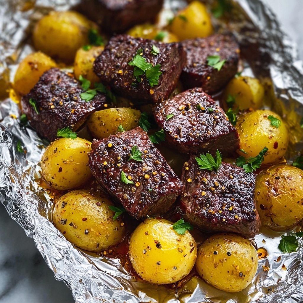 Garlic Steak and Potato Foil Packs Recipe - Recipe Image