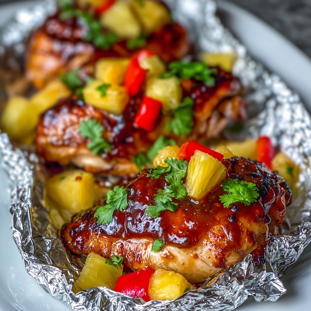 Hawaiian BBQ Chicken Pineapple Foil Packets Recipe - Recipe Image