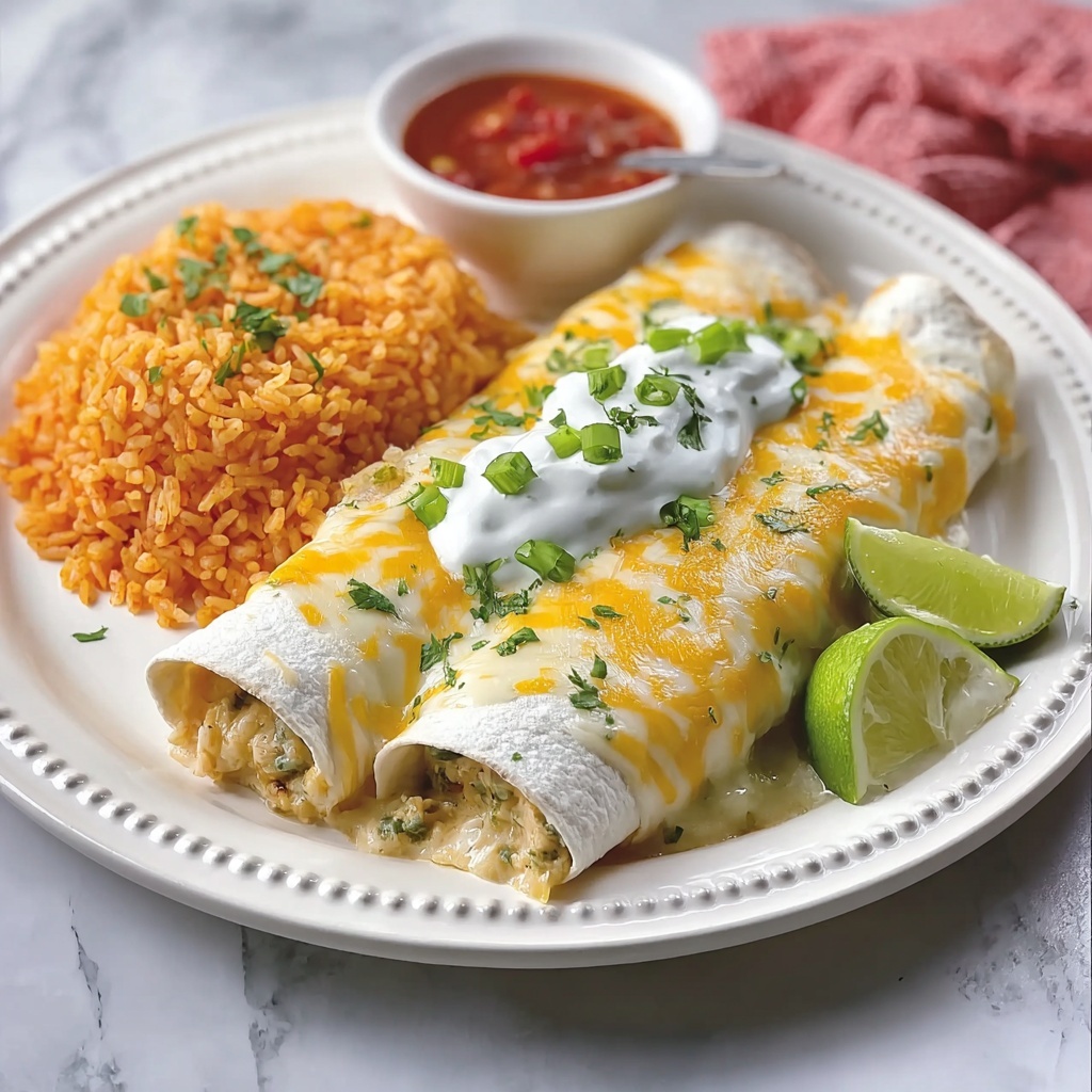 Smothered Green Chile Chicken Burritos Recipe - Recipe Image