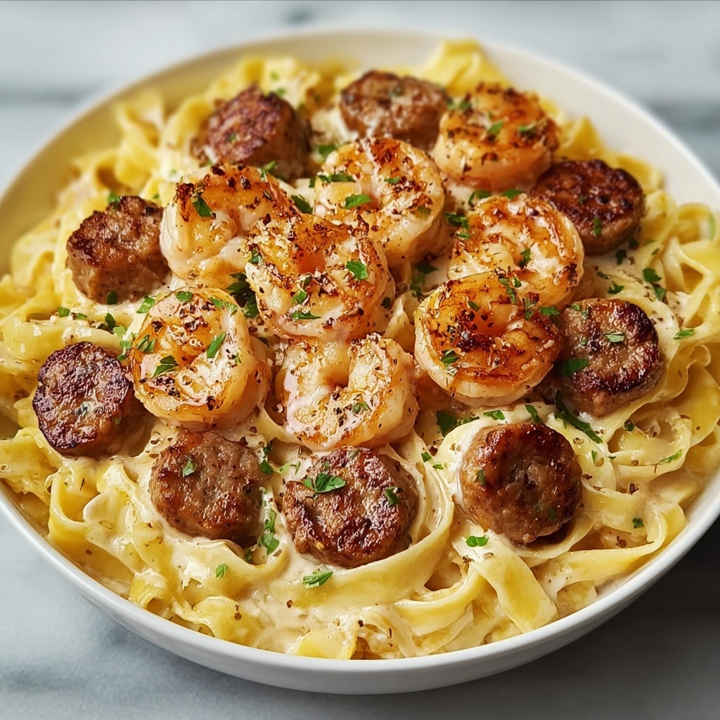 Cajun Shrimp and Sausage Alfredo Pasta Recipe - Recipe Image